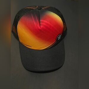 Black BILLABONG Trucker Hat Cap Rainbow Ombre Mesh Snapback